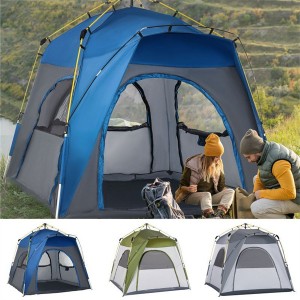Outdoor camping automatic speed open 4 people aluminum pole tent camp family leisure camping tent spring new Model NO. CP-1006