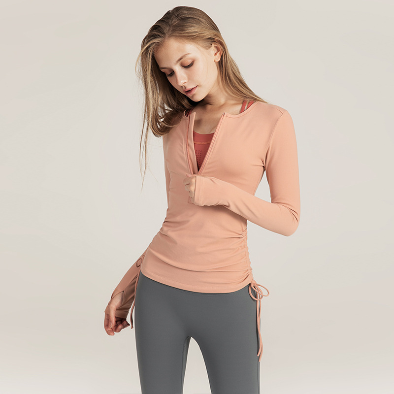 Nova Moda Elástica Slim Yoga Vestuário de Manga Longa Quente Top Com Zíper  Casual Curto Jaqueta Esportiva Feminina